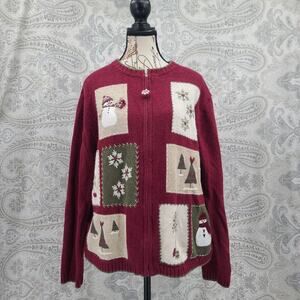 Croft & Barrow Vintage wool/angora Christmas patchwork sweater SZ XL grandmacore